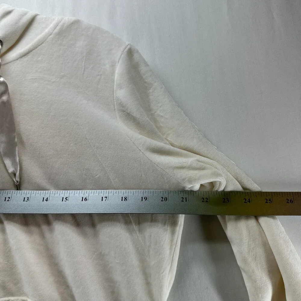 Izod Movement Velour Full-zip Hooded Sweatshirt Women L Stretch Pocket Off White - Picture 8 of 12